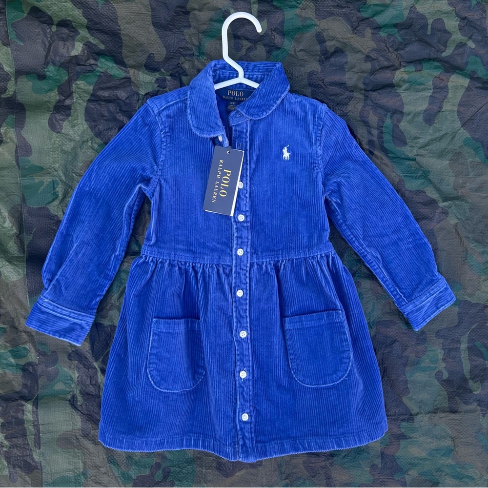 Polo by Ralph Lauren Blue Corduroy Kids Dress